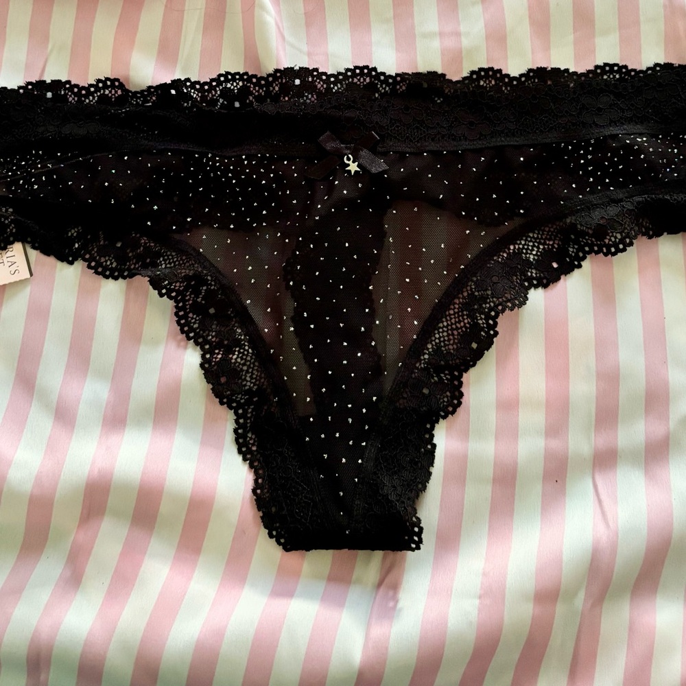 NWT Victoria’s Secret Black Lace Charm Cheeky Panties